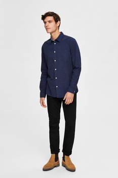 Selected Homme, Camasa de bumbac organic cu buzunare pe piept, Albastru inchis, S Selected Homme, Camasa de bumbac organic cu buzunare pe piept, Albastru inchis, S