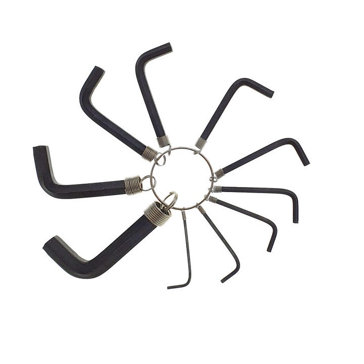 Set 10 imbus hexagonal, marimi de la 1.5 la 10 mm, lungimi de la 45 la 60 mm, in blister 1.5 mm