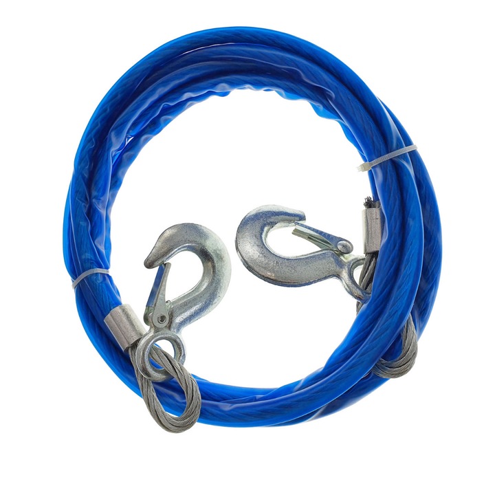 Cablu de tractare, din otel, izolat, lungime 4 m, grosime 12 mm, sarcina maxima 5 T, albastru