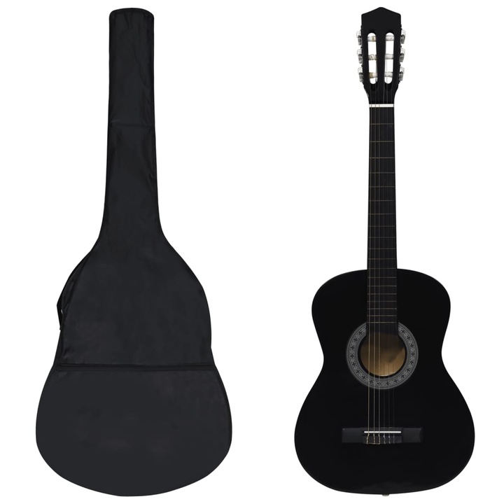 vidaXL 8 darabos fekete klasszikus gitár kezdőszett 3/4 36" 70119