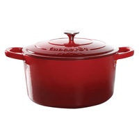 Vas cuptor cu capac, Crock-Pot, fonta emailata, 6.6L, rotund, rosu