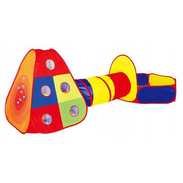 EcoToys gyerek játszósátor alagúttal, 100 darab színes labdával