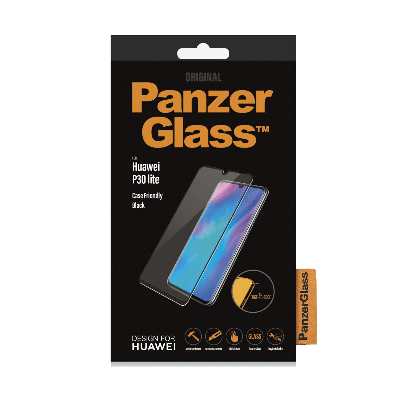 Folie de protectie PanzerGlass, Temperred Glass pentru Huawei P30 Lite, Black