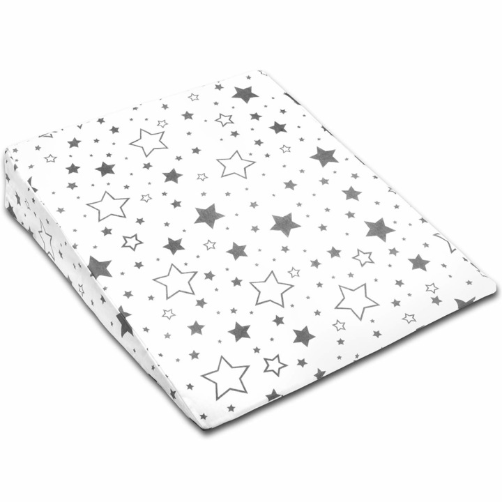 Антирефлуксна възглавница Kidizi Galaxy Grey, Памучна калъфка, Непромокаема, 70x58 см, XXL