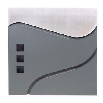 Cutie postala din otel pulverizat si aluminiu cu spatiu ziare 37x37 x10 cm, fereste sticala mata, capac rabatabil, 2 chei Cutie postala din otel pulverizat si aluminiu cu spatiu ziare 37x37 x10 cm, fereste sticala mata, capac rabatabil, 2 chei