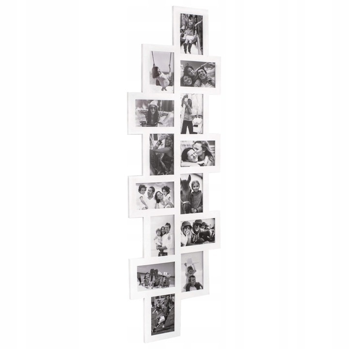 SPRINGOS képkeret, 14 fotóból álló kollázs, 118x36 cm, különböző méretű, fehér
