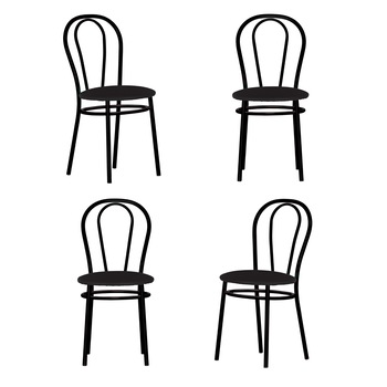Set 4 scaune de bucatarie MF Tulipan Black, piele ecologica, negru Set 4 scaune de bucatarie MF Tulipan Black, piele ecologica, negru