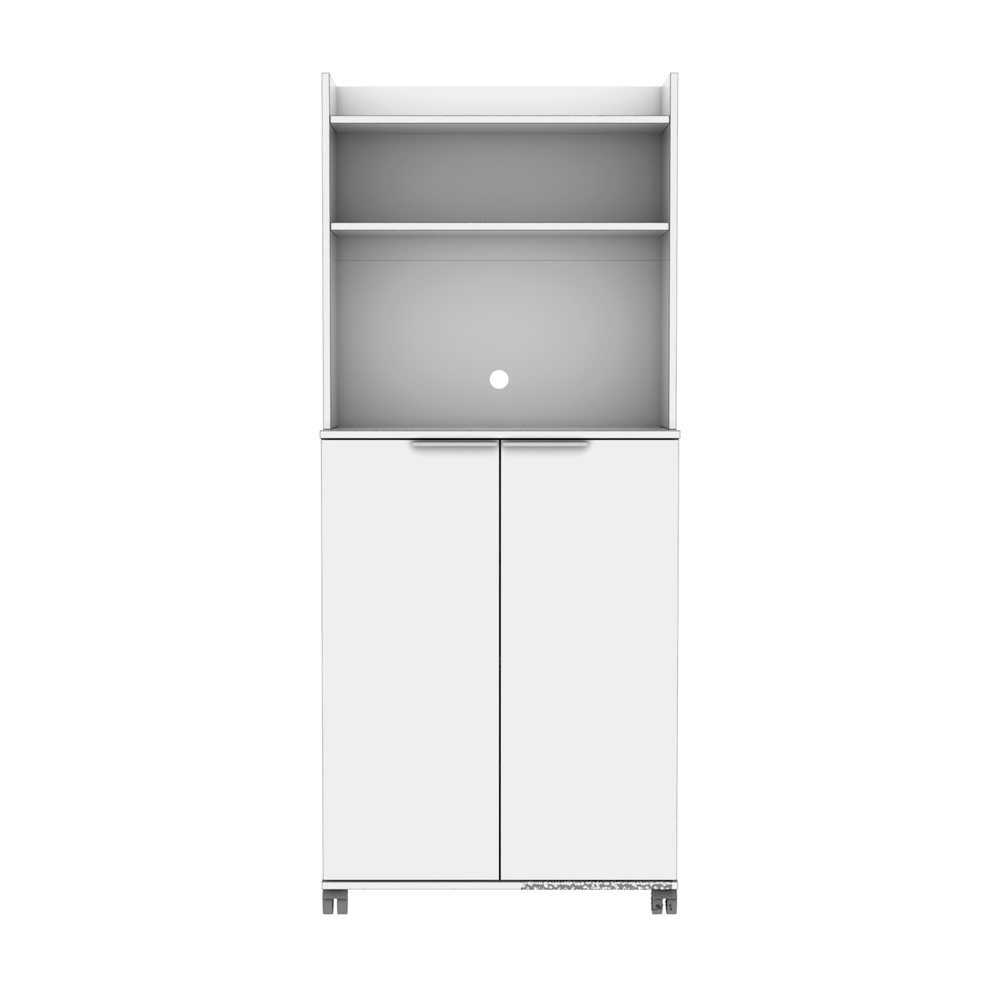 Comoda Pentru Office cu doua usi Sani MDL-07-PB-1, 73/172/36 cm, Alb Lucios
