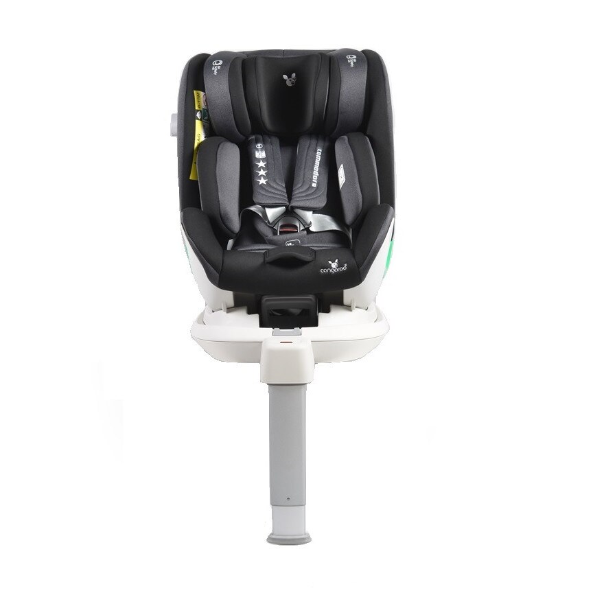 Scaun auto rotativ i-Size Cangaroo COMMODORE cu baza ISOFIX si picior de fixare, Negru