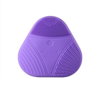 Aparat facial cu ultrasunete triunghi din silicon pentru curatarea fetei ,masaj pentru ingrijirea pielii fetei, exfoliator anti-imbatranire, Mov, Urban Trends ®