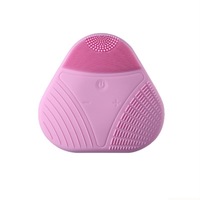 Aparat facial cu ultrasunete triunghi din silicon pentru curatarea fetei ,masaj pentru ingrijirea pielii fetei, exfoliator anti-imbatranire, Roz, Urban Trends ®