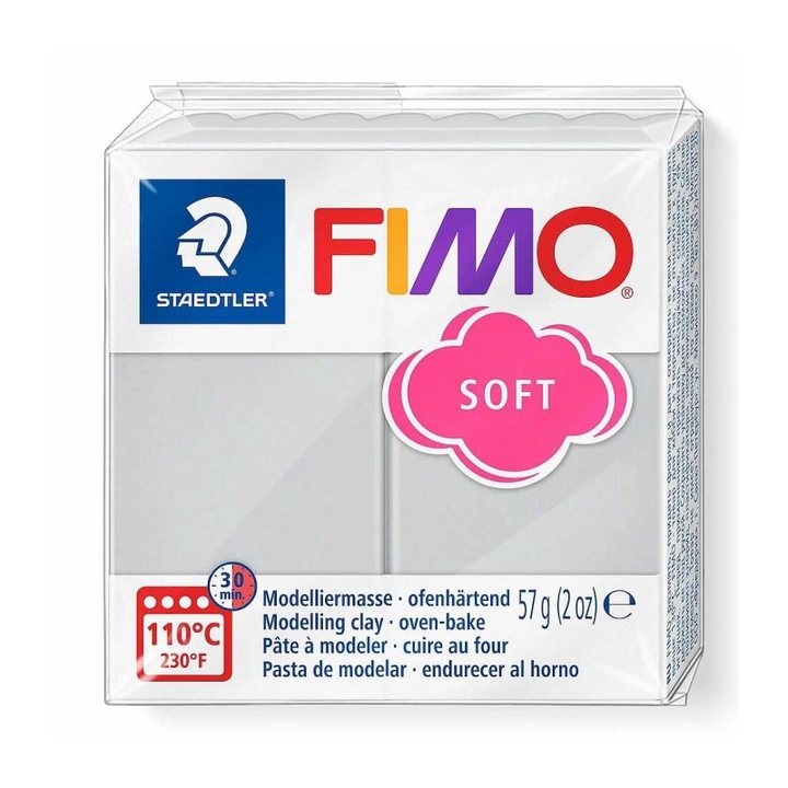 Pasta de modelaj FIMO Soft 57g Gri platina