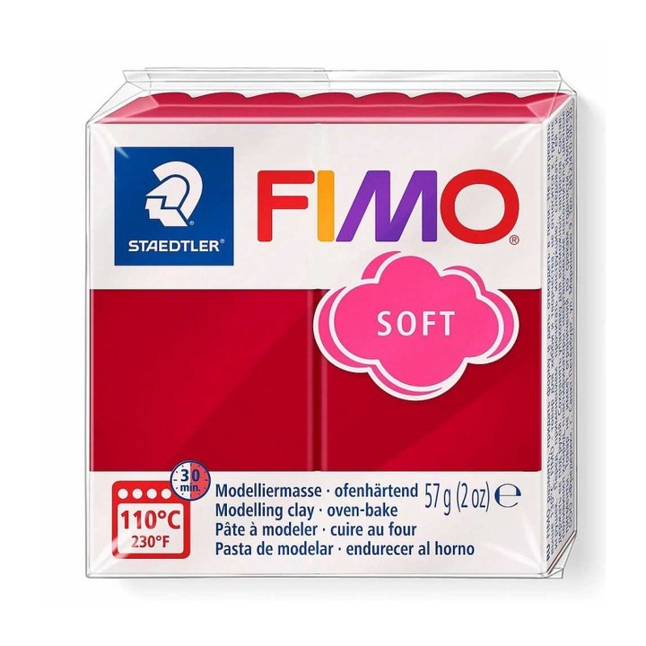 Pasta de modelaj FIMO Soft 57g Rosu profund deschis