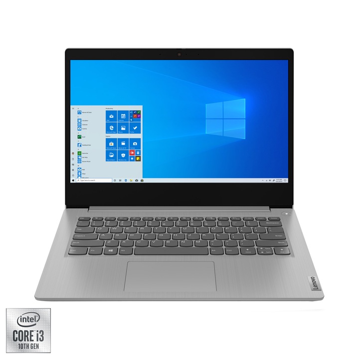 Laptop ultraportabil Lenovo IdeaPad 3 14IIL05 cu procesor Intel Core i3-1005G1 pana la 3.40 GHz, 14", Full HD, 4GB, 128GB SSD, Intel UHD Graphics, Windows 10 Home S, Iron Grey