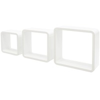 Set de 3 etajere Duraline, cub, colturi rotunjite, 28 x 28 x 10 cm, 24 x 24 x 10 cm, 20 x 20 x 10 cm, alb