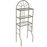 Raft metalic pentru baie, 3 nivele si suport reviste, Quasar & Co., 60 x 26 x 173 cm, maro