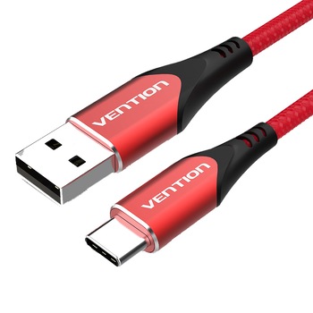 Cablu de date si incarcare USB C, Rosu , 2 metri, Vention Cablu de date si incarcare USB C, Rosu , 2 metri, Vention