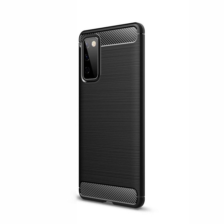 Husa de silicon pentru Samsung Galaxy S20 FE / S20 Lite, TPU Ultra Protect Slim Anti-Soc, Fibra de Carbon, Negru