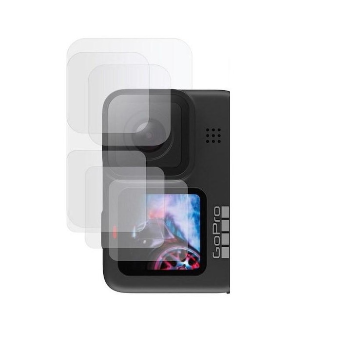 Защитно фолио за обектив и защитно стъкло 3MK, Hybrid Glass, За GoPro Hero9 / Hero10, Спортна видеокамера, 5 бр