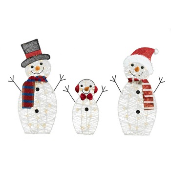 Set 3 oameni de zapada luminosi pentru Craciun, interior/exterior, 60 leduri, rezistent la apa, lumina alb rece Set 3 oameni de zapada luminosi pentru Craciun, interior/exterior, 60 leduri, rezistent la apa, lumina alb rece