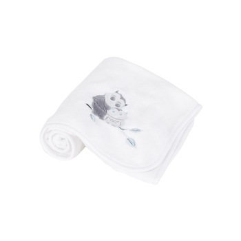 Paturica pufoasa fleece premium, 90x70cm, bufnita, CuddleCo Paturica pufoasa fleece premium, 90x70cm, bufnita, CuddleCo