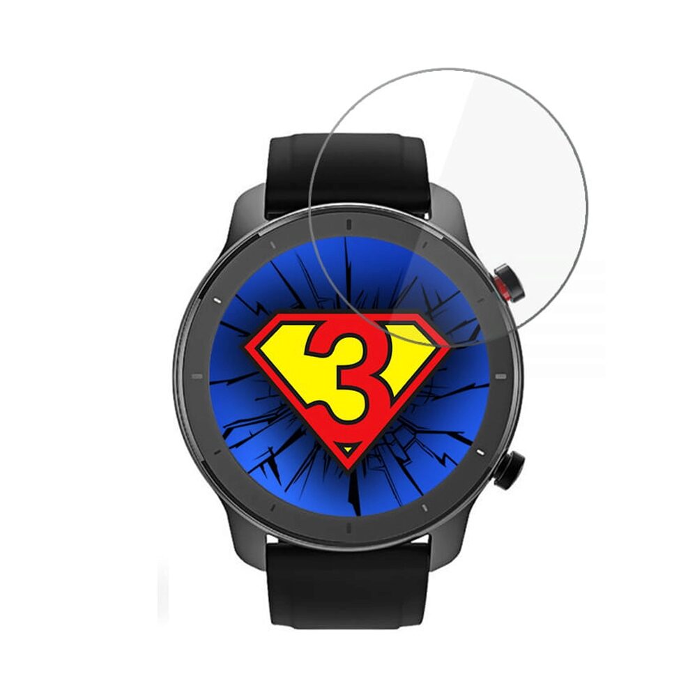 Set 3xFolie Policarbonat 3MK Arc pentru Amazfit GTR (47mm), Full Cover, Transparenta