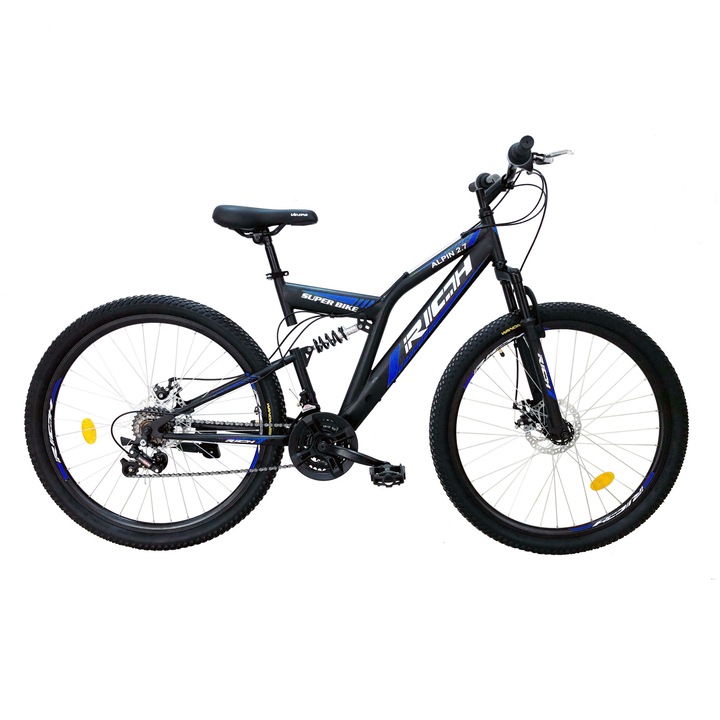 Велосипед MTB Rich 27.5" R2750D FS, Черен/Бял/Син