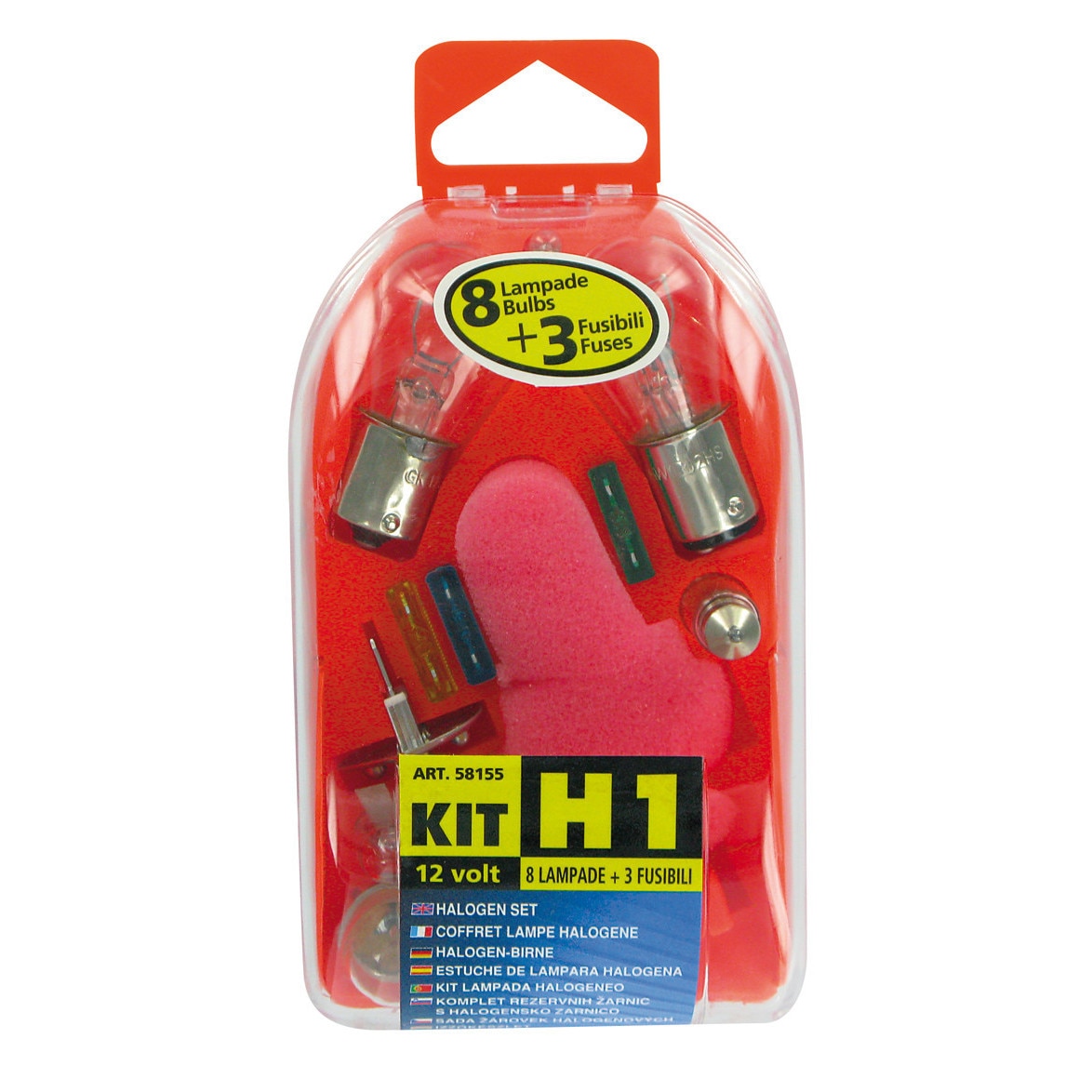 Kit becuri si sigurante 11buc, 12V - halogen H1