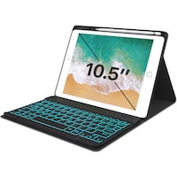 Husa cu Tastatura iPad Apple, Zoopie, pentru iPad Air 10.5" 3rd Gen 2019, Wireless, Bluetooth, Iluminata LED, Carcasa protectie