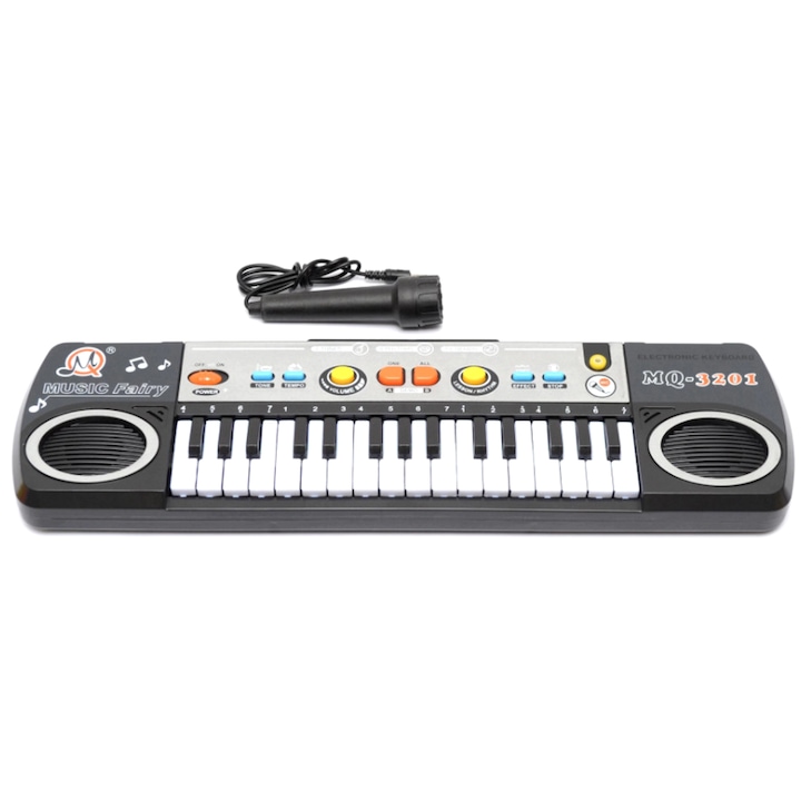 Orga muzicala idealSTORE SWEET TUNES cu microfon inclus, Dimensiuni 38 x 30 x 10 cm, Mod de invatare pentru cei mici, Control al volumului si al tempoului, 31 de clape, 8 ritmuri