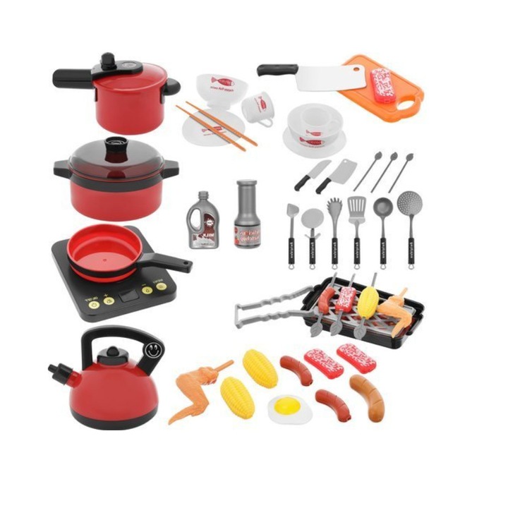 Set de Gatit pentru Copii Micul Bucatar CHEF, Multiple Accesorii, Aspect Modern, Fabricat din plastic de cea mai buna calitate, Multicolor