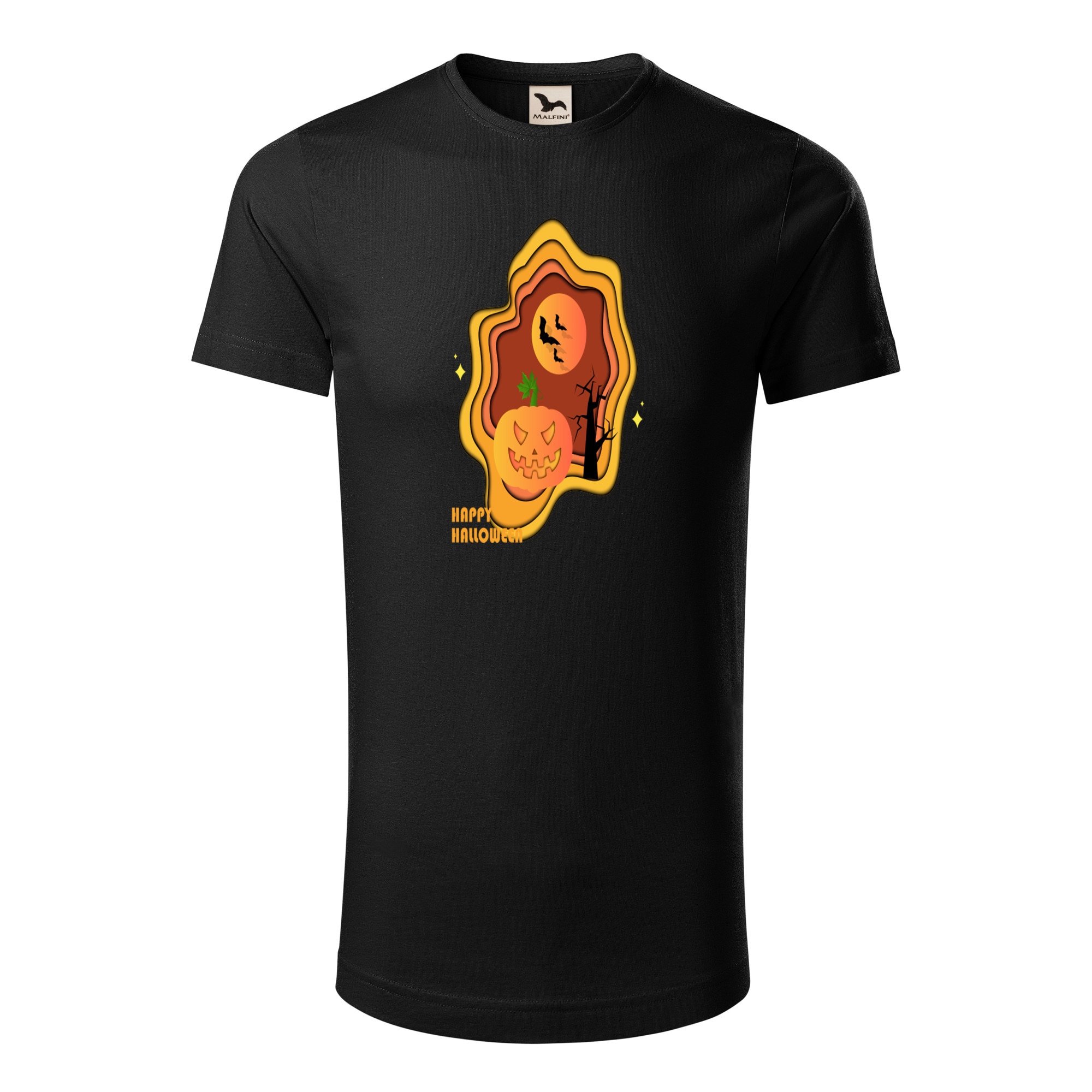 Tricou barbati clasic, Malfini, Happy Halloween, Negru, S