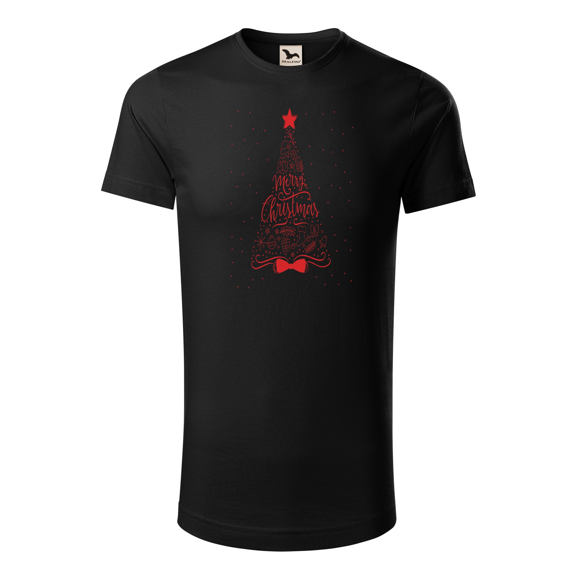 Tricou barbati clasic, Malfini, Christmas Tree, Negru, S