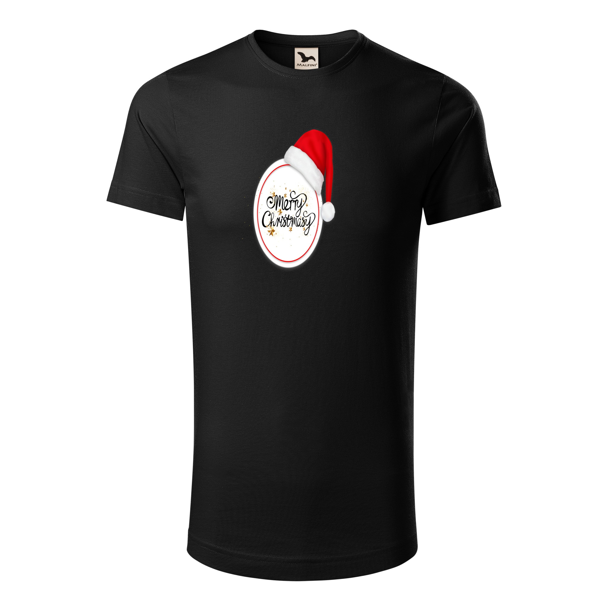 Tricou barbati clasic, Malfini, Merry Christmas Circle, Negru, S