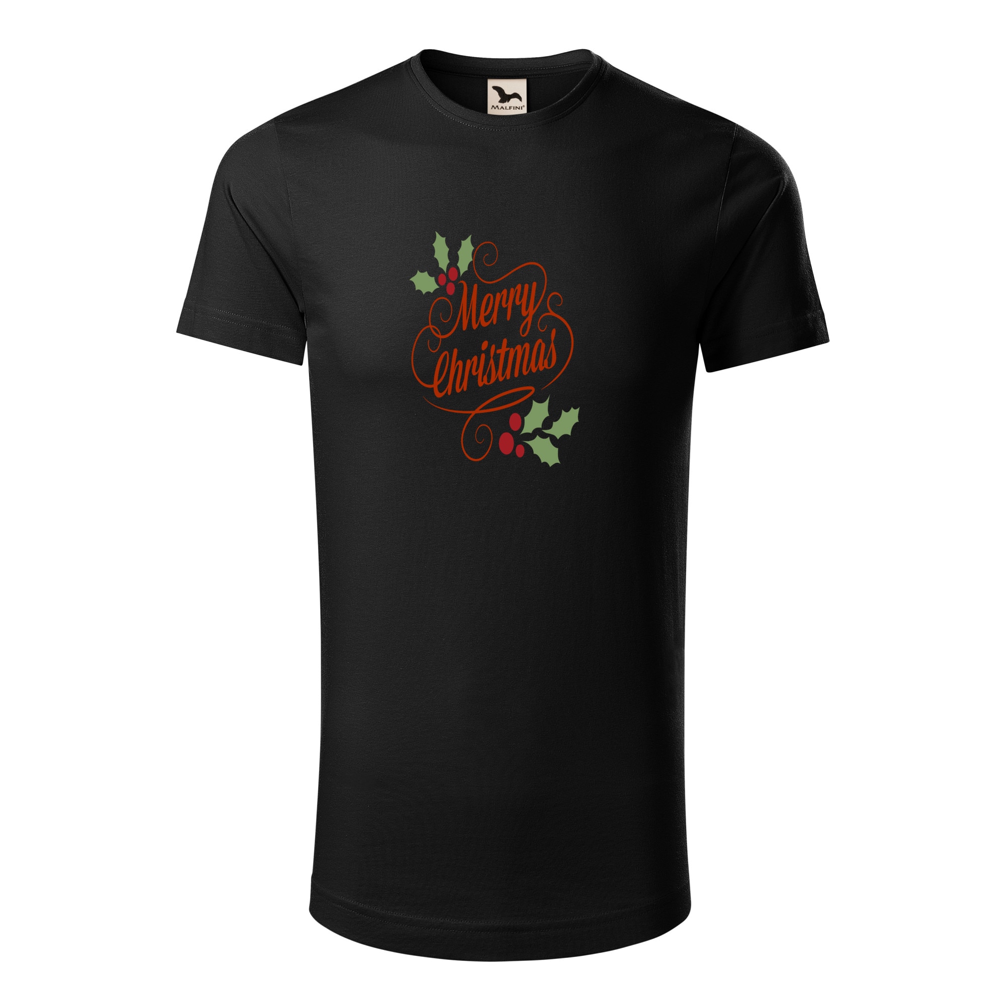 Tricou barbati clasic, Malfini, Happy Christmas, Negru, S