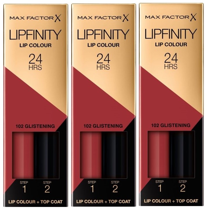 Pachet 3 X Max Factor Lipfinity, 102 Glistening, 2.3 ml