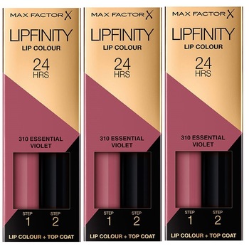 Pachet 3 X Max Factor Lipfinity 310 Violet, 2.3 ml, 3 bucati Pachet 3 X Max Factor Lipfinity 310 Violet, 2.3 ml, 3 bucati