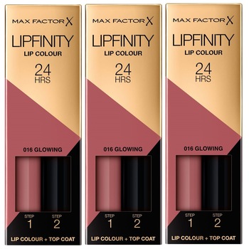 Pachet 3 X Max Factor Lipfinity, 016 Glowing, 2.3 ml Pachet 3 X Max Factor Lipfinity, 016 Glowing, 2.3 ml