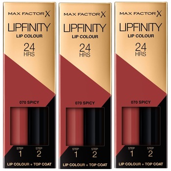 Pachet 3 X Max Factor Lipfinity, 070 Spicy, 2.3 ml Pachet 3 X Max Factor Lipfinity, 070 Spicy, 2.3 ml