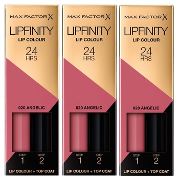 Pachet 3 X Max Factor Lipfinity, 020 Angelic, 2.3 ml Pachet 3 X Max Factor Lipfinity, 020 Angelic, 2.3 ml