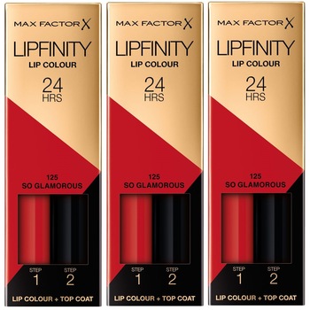 Pachet 3 X Max Factor Lipfinity, 125 So Glamorous, 2.3 ml Pachet 3 X Max Factor Lipfinity, 125 So Glamorous, 2.3 ml