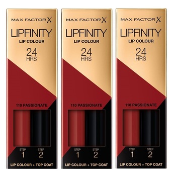 Pachet 3 X Max Factor Lipfinity, 110 Passionate, 2.3 ml Pachet 3 X Max Factor Lipfinity, 110 Passionate, 2.3 ml