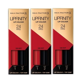 Pachet 3 X Max Factor Lipfinity, 120 Hot, 2.3 ml Pachet 3 X Max Factor Lipfinity, 120 Hot, 2.3 ml