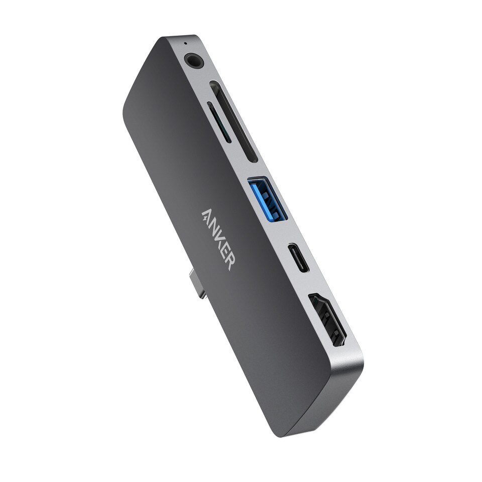 Media Hub Anker PowerExpand Direct pentru iPad Pro, 6-in-1, 60W Power Delivery, USB-C, 4K HDMI, Audio 3.5mm, USB 3.0, microSD