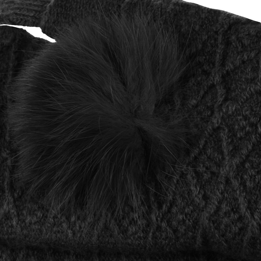 Set Manusi Touchscreen 2 in 1, Winter Stripped Gloves, Negru