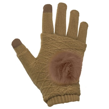 Set Manusi Touchscreen 2 in 1, Winter Stripped Gloves, Maro Set Manusi Touchscreen 2 in 1, Winter Stripped Gloves, Maro