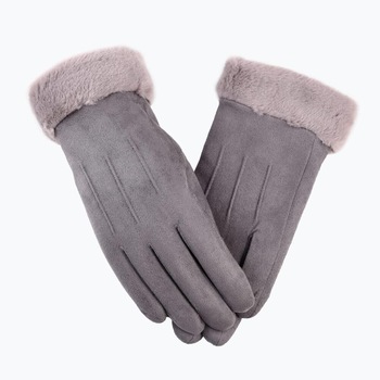 Manusi Touchscreen, Cu Blana, Winter Gloves, Gri Manusi Touchscreen, Cu Blana, Winter Gloves, Gri