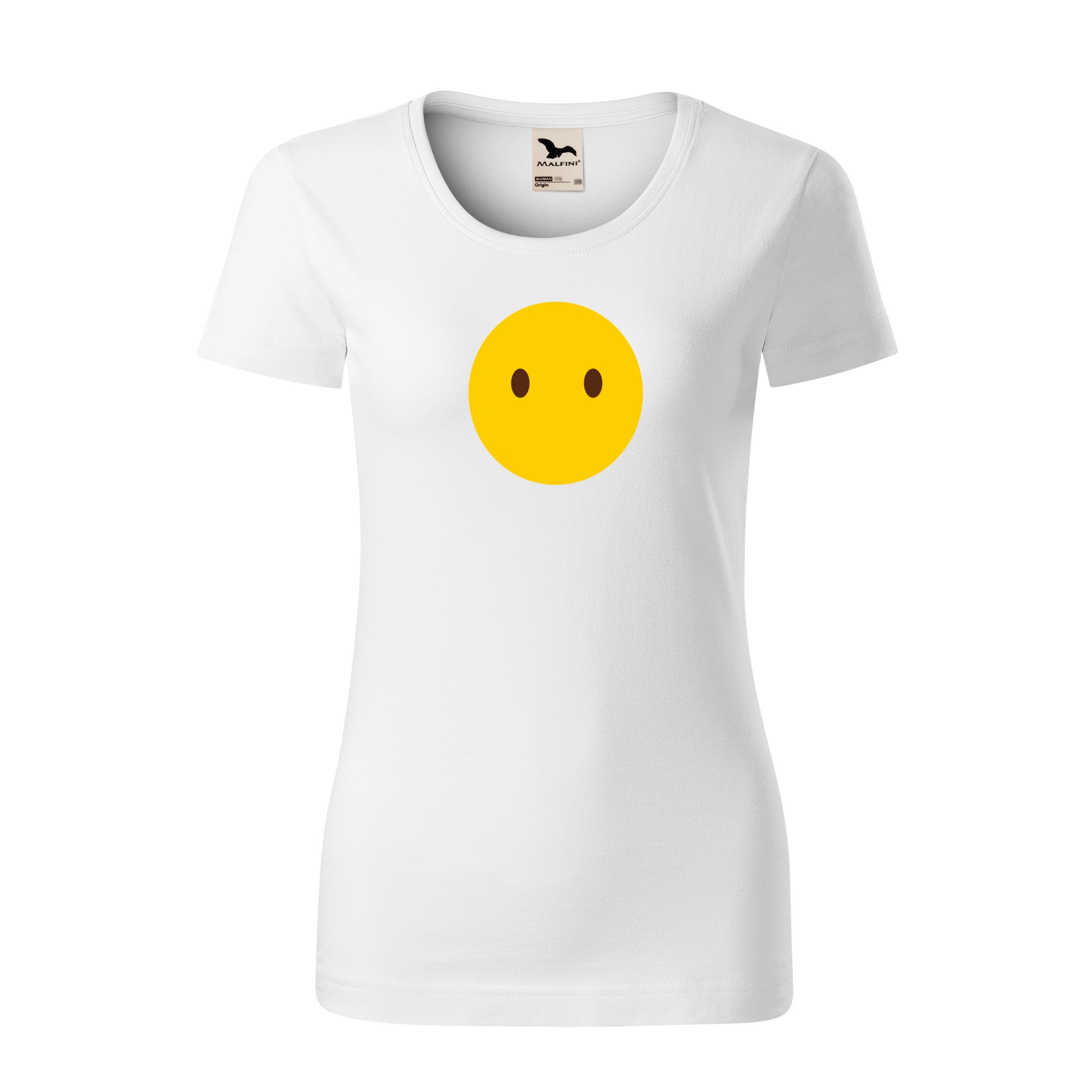 Tricou dama clasic, Malfini, Emoji SIlent Face, Alb, L