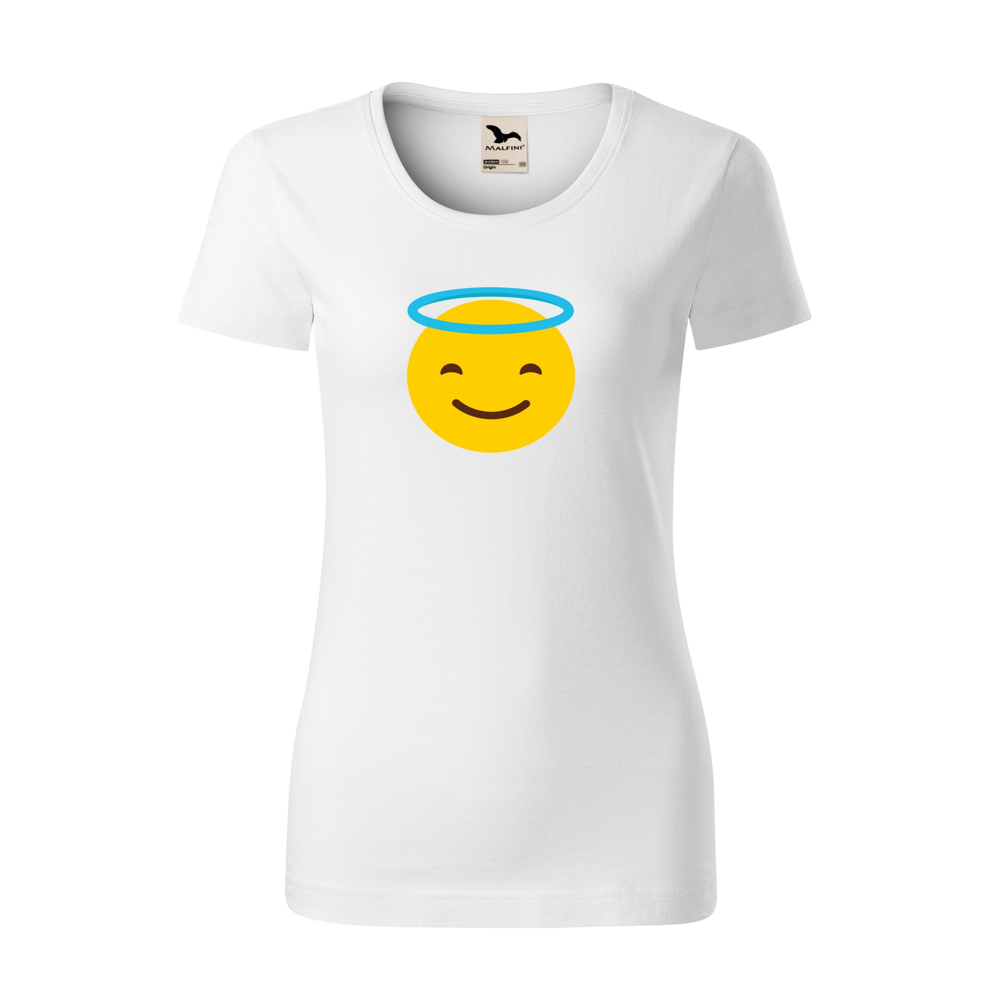 Tricou dama clasic, Malfini, Emoji Angel Face, Alb, L