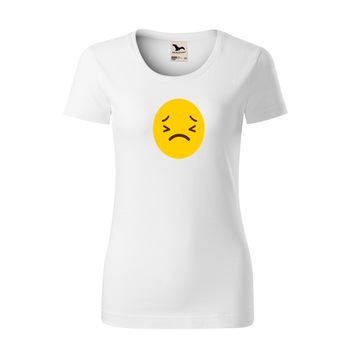 Tricou dama clasic, Malfini, Emoji Depressed Face, Alb, L Tricou dama clasic, Malfini, Emoji Depressed Face, Alb, L